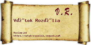 Vétek Rozália névjegykártya
